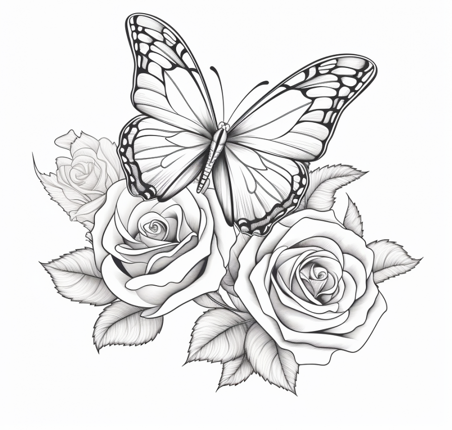 How To Color Butterfly On Rose Coloring Page