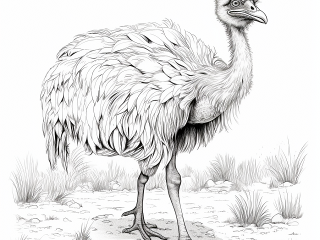 Free printable coloring page of Emu Walking