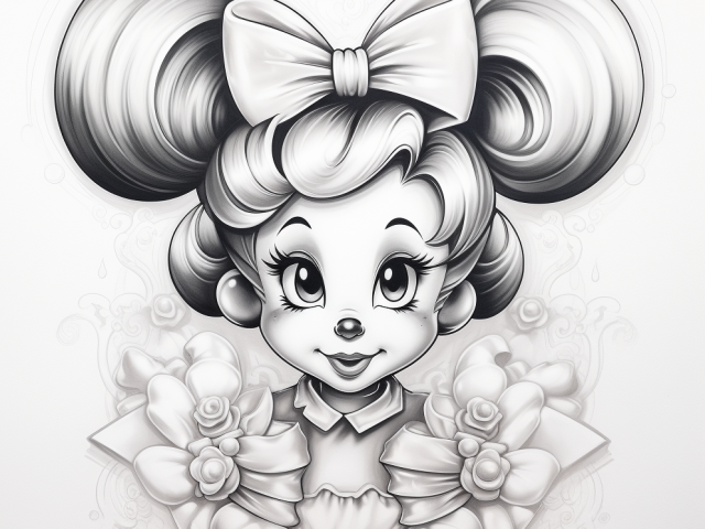 Free printable coloring page of Minnie Mouse