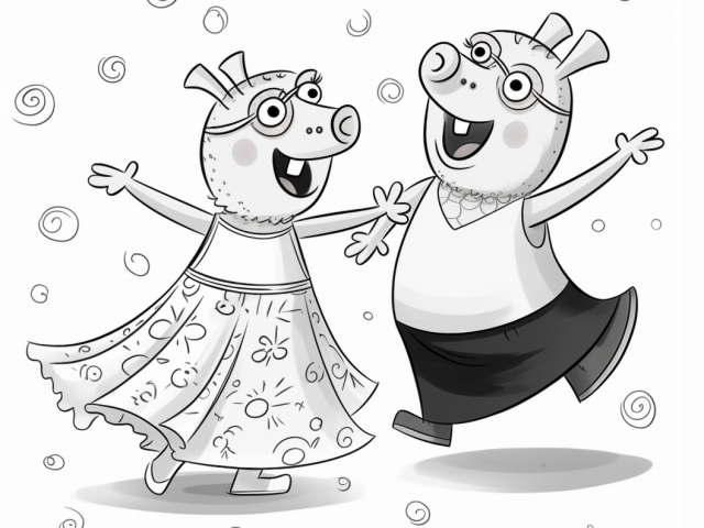 Free printable coloring page of Peppa Pig Dancing