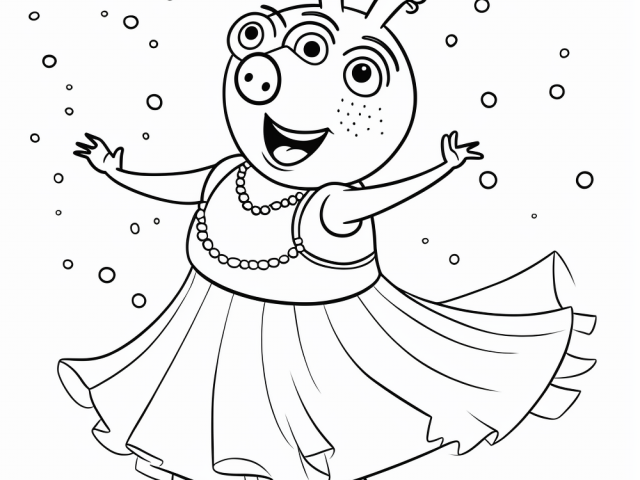 Free printable coloring page of Peppa Pig Dancing