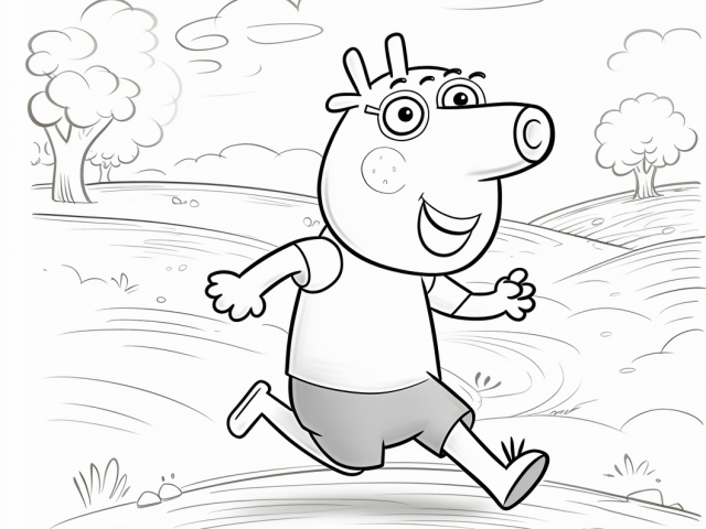 Free printable coloring page of Peppa Pig Running