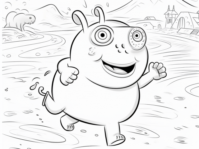 Free printable coloring page of Peppa Pig Running