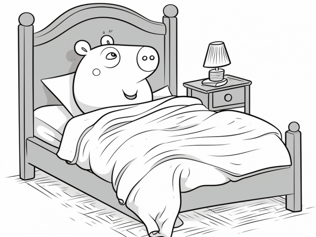 Free printable coloring page of Peppa Pig Sleeping