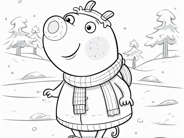Free printable coloring page of Peppa Pig Walking