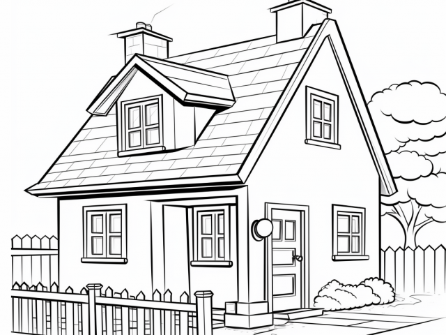 Free printable coloring page of Peppa pig Outside The House