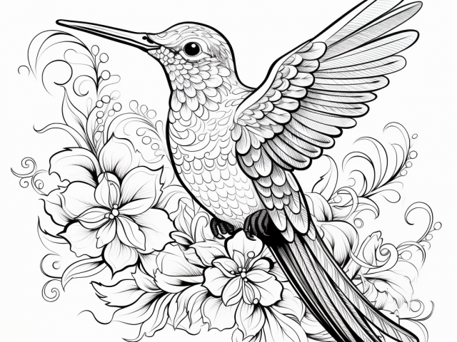 Free printable coloring page of Humming Bird