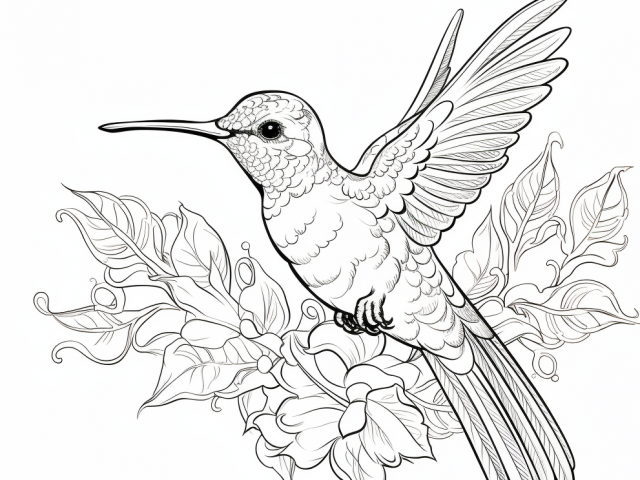Free printable coloring page of Humming Bird