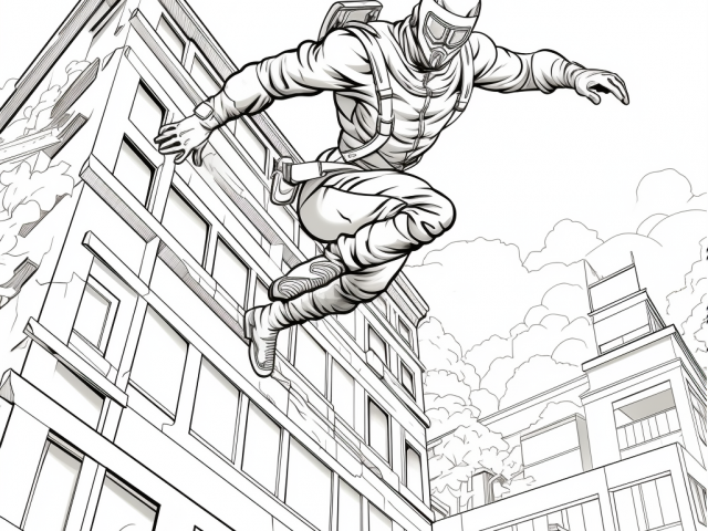 Free printable coloring page of Ninja In Action