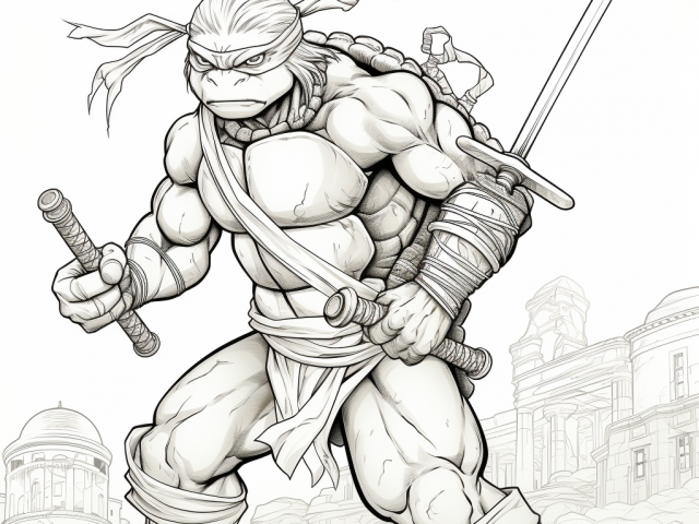 Free printable coloring page of Ninja Turtle