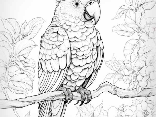Free printable coloring page of Parrot