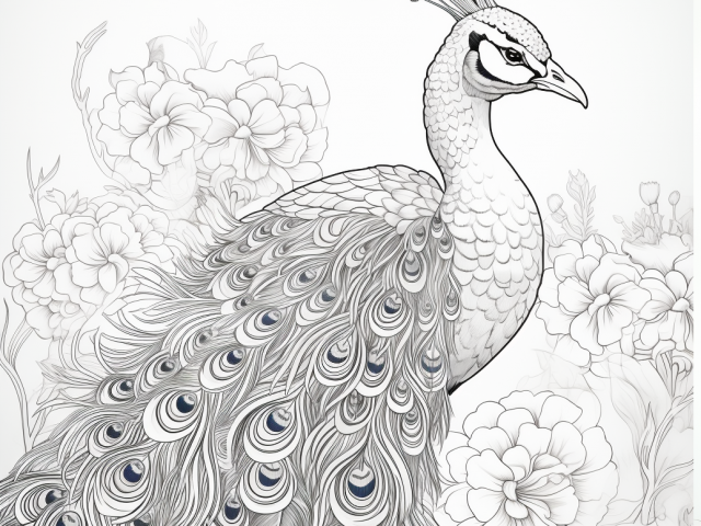 Free coloring page of Peacock