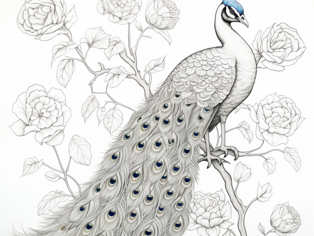 Free coloring page of Peacock