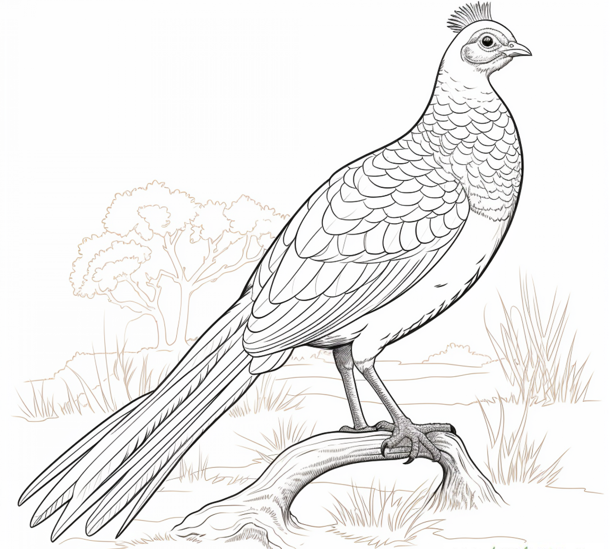 Free printable coloring page of Pheasant