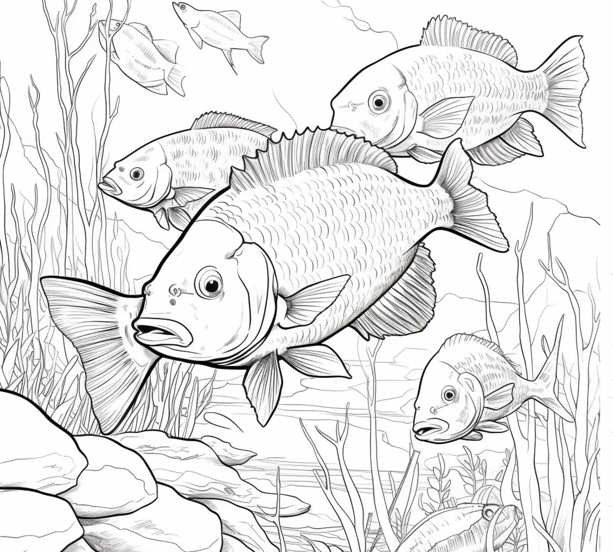 Free printable coloring page of piranhas