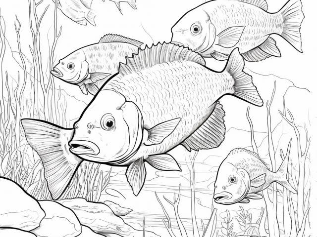 Free coloring page of Piranhas
