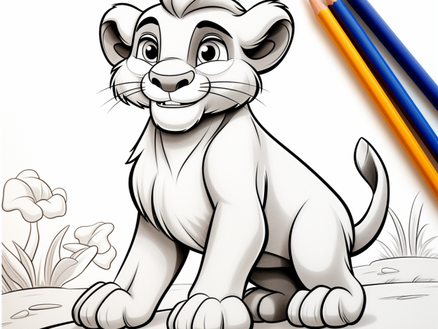 Free printable coloring page of Lion King Simba