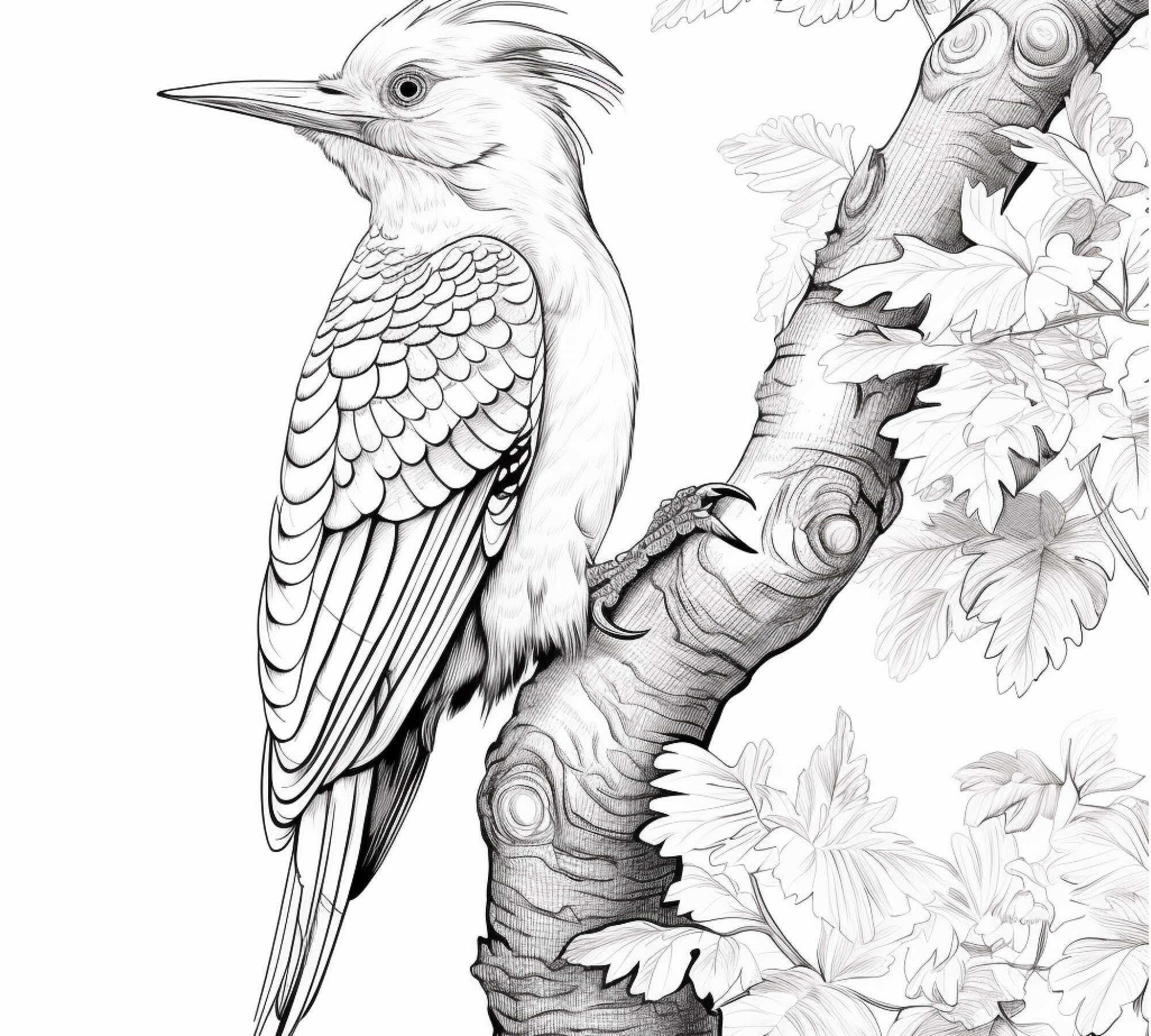 Free printable coloring page of Woodpecker