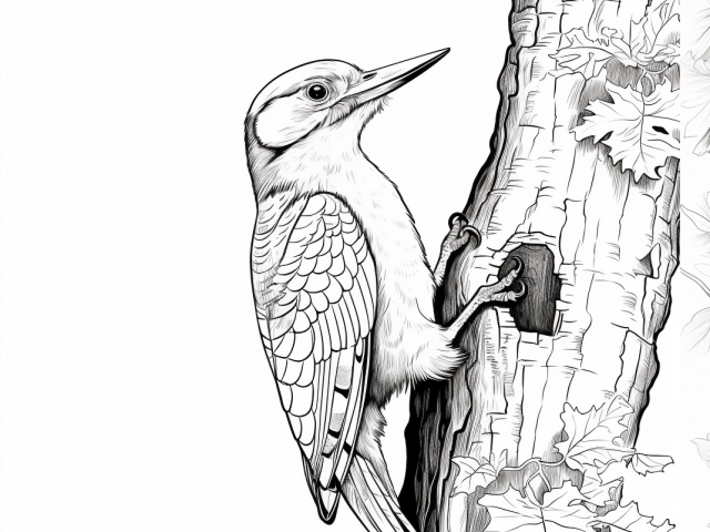 Free coloring page of Woodpecker